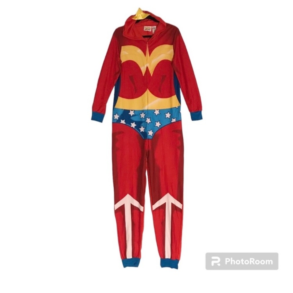 Wonder Woman Pajama Onesie with Crown Hoodie Women’s Small
